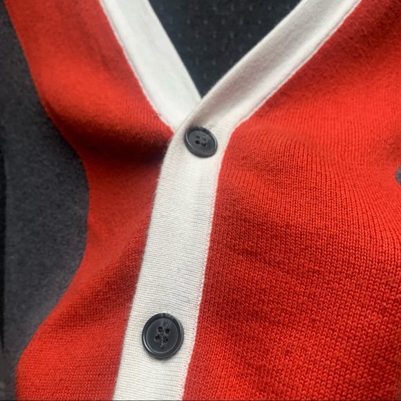 Striking Orange & White Mesh-Textured Cardigan SM - Picture 6 of 10